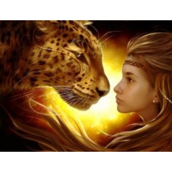 Mona Lisa diamond painting 40x30cm: luipaard meisje